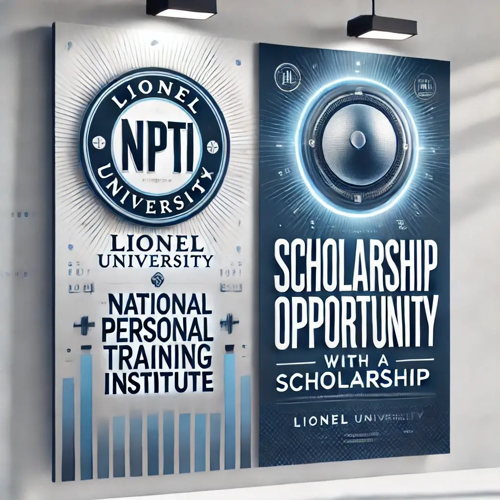 DALL·E 2024-10-31 02.18.08 - A professional standard banner promoting a new partnership between Lionel University and the National Personal Training Institute with a scholarship o
